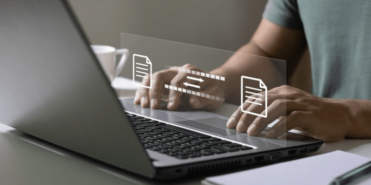 working on a laptop: Seamless Data Flow