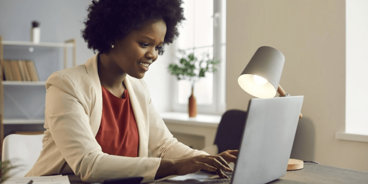 young business woman working on a laptop
