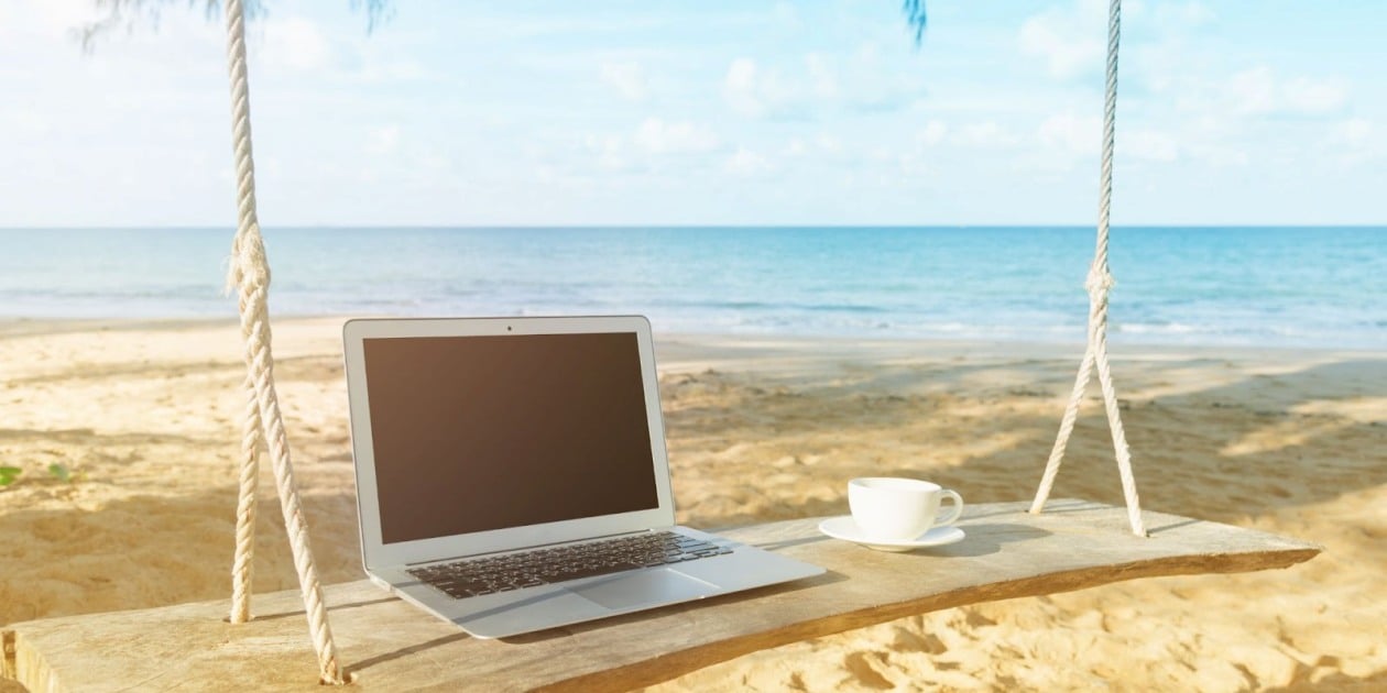 Laptop at the beach