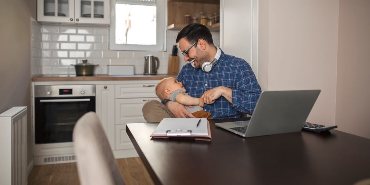 father and child at work