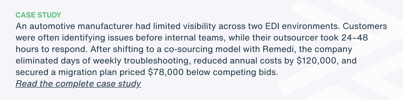 Case study: Automotive EDI co-sourcing success with Remedi