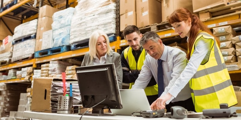 logistics staff working together