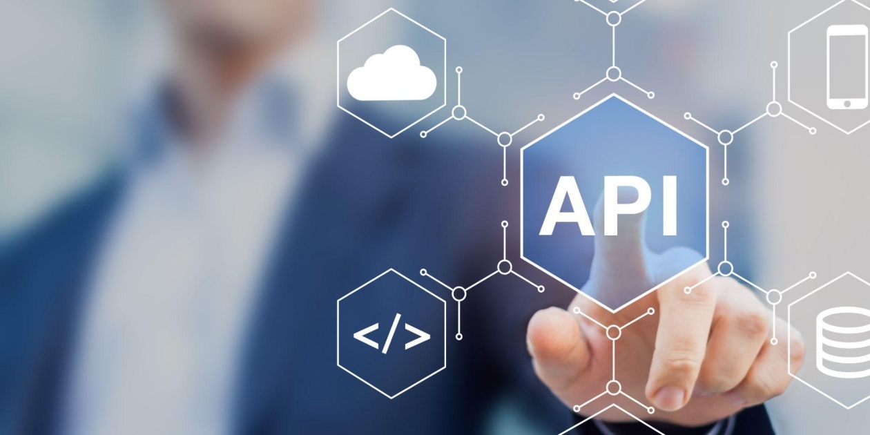Businessman engaging with virtual API display