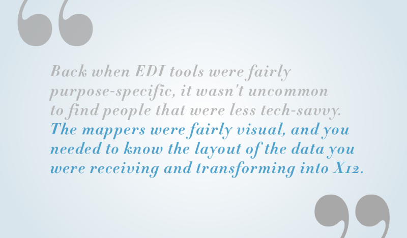 Quote on early EDI technical evolution and visual mappers
