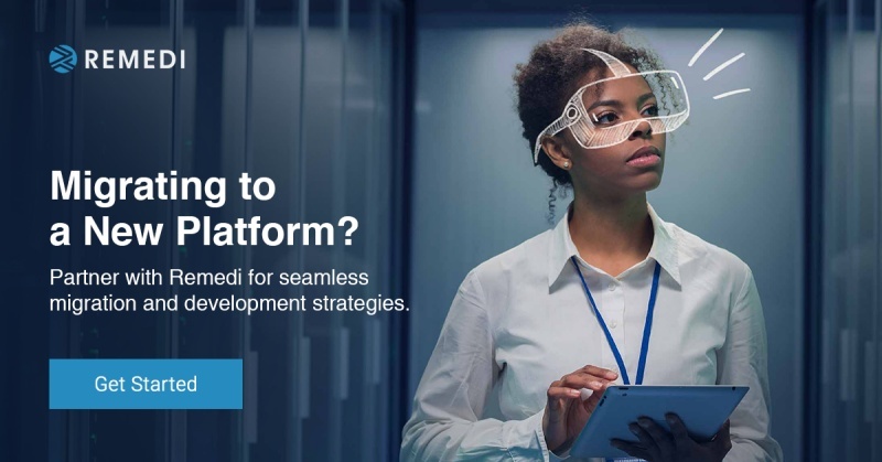 Woman envisioning platform migration with Remedi