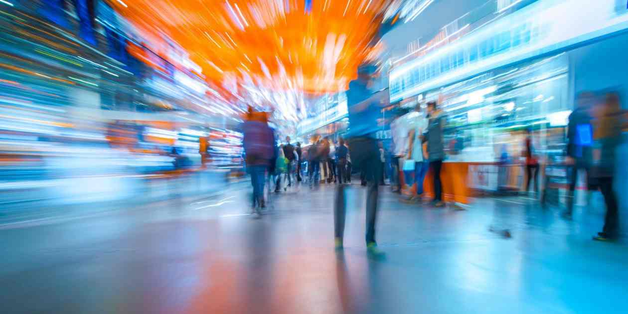 people going to a conference  