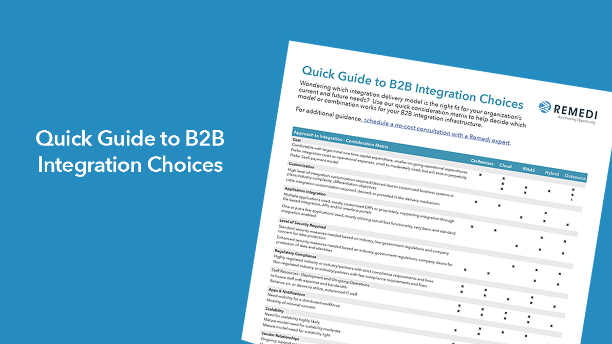 Remedi Framework Remedi Quick Guide to B2B Integration Choices
